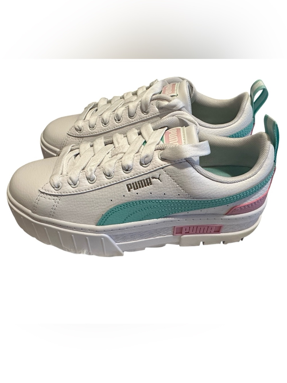 Puma Punk & Mint Green Mayze Lth Jr Platform Big Girl Sneaker